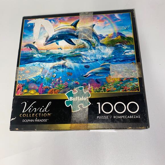 Buffalo Vivid Collection Dolphin Paradise 1000 Piece Jigsaw Puzzle - Picture 1 of 6